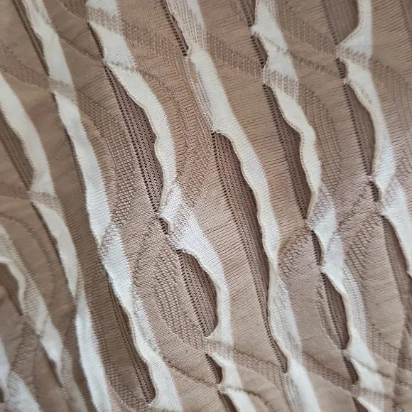 Joseph Ribkoff Tan And White Mesh & Silky Knit Trapeze Jacket Sz 6